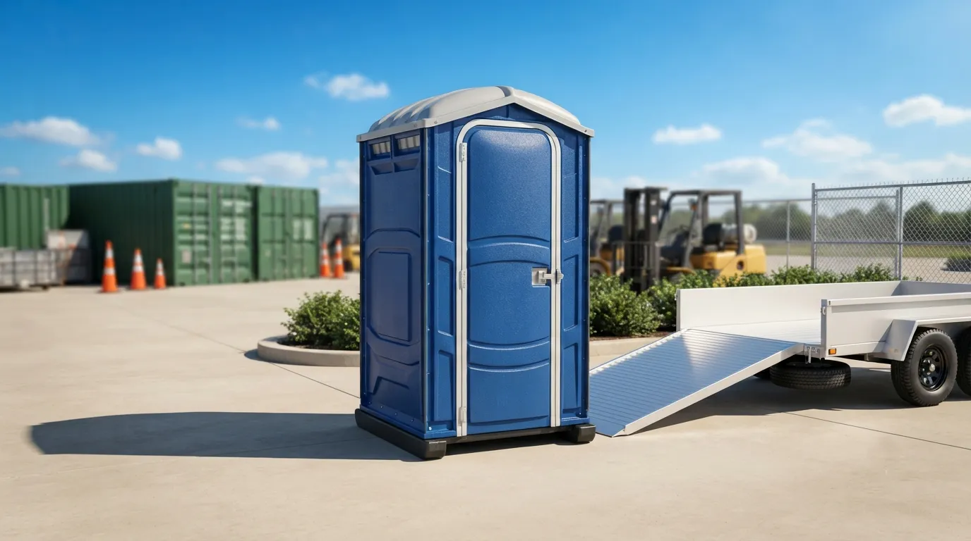 Portable restroom units delivered on a North Little Rock, AR work zone